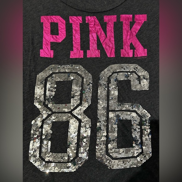 Victoria Secret Vintage Y2K Pink 86 Graphic Sequin Tee - Picture 2 of 2
